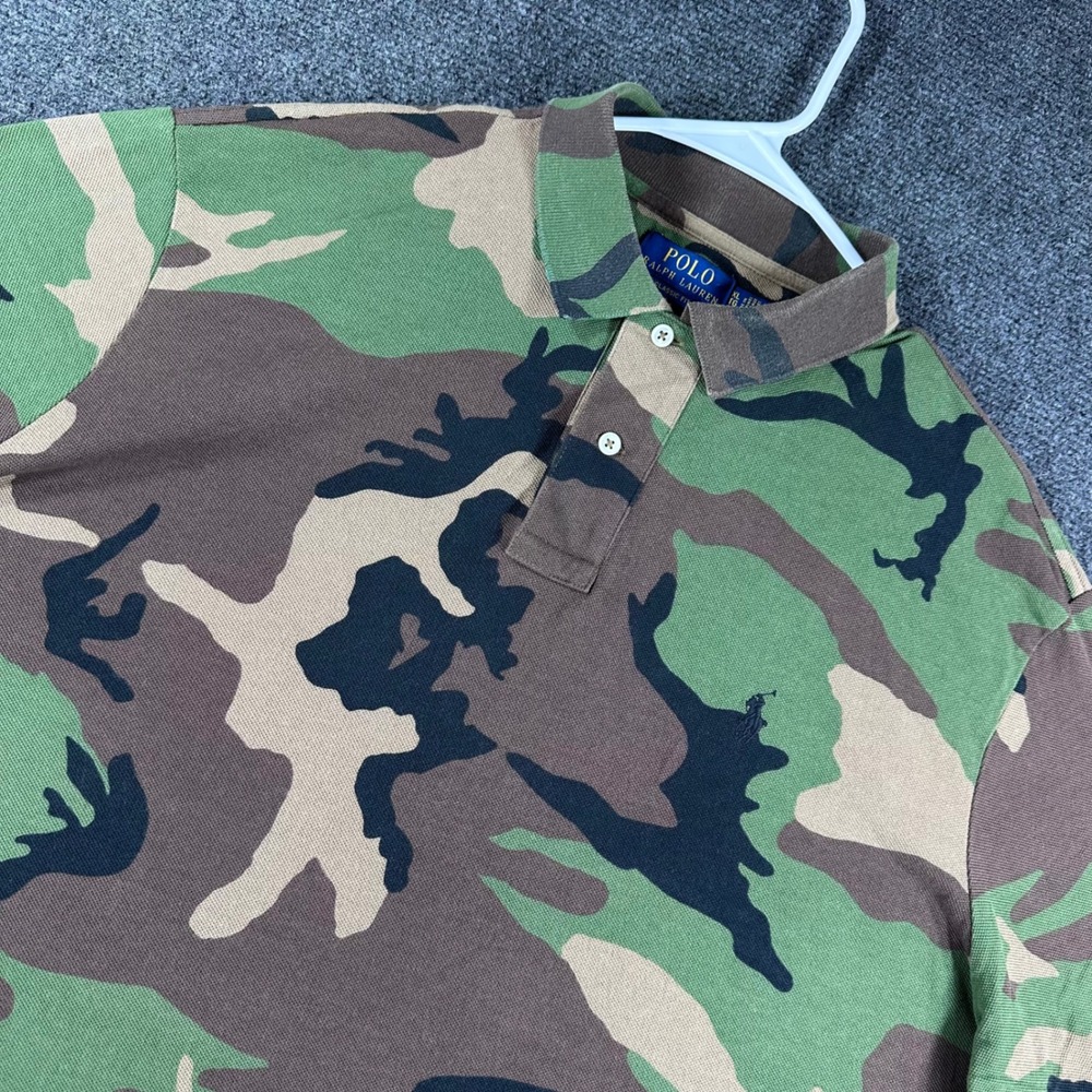 Polo Ralph Lauren Polo Shirt Mens XL Extra Large Green Camo Classic Fit Cotton